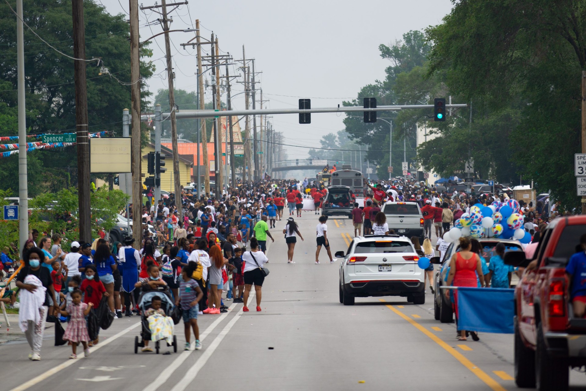Crowds lining the street for the Native Omaha Days parade
